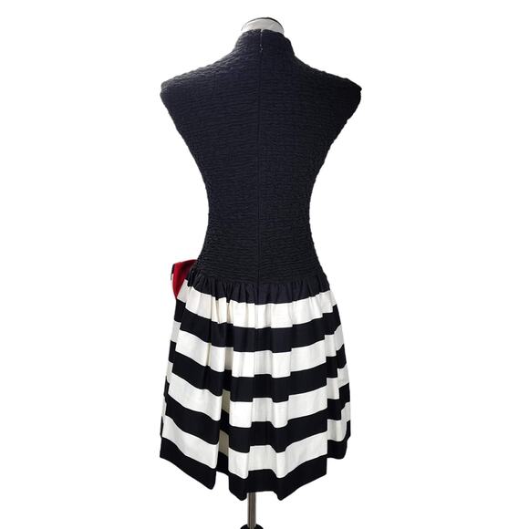 Vintage 80s Huey Waltzer Darcy Party Dress Size S Striped Drop Waist Full Skirt - Picture 4 of 15